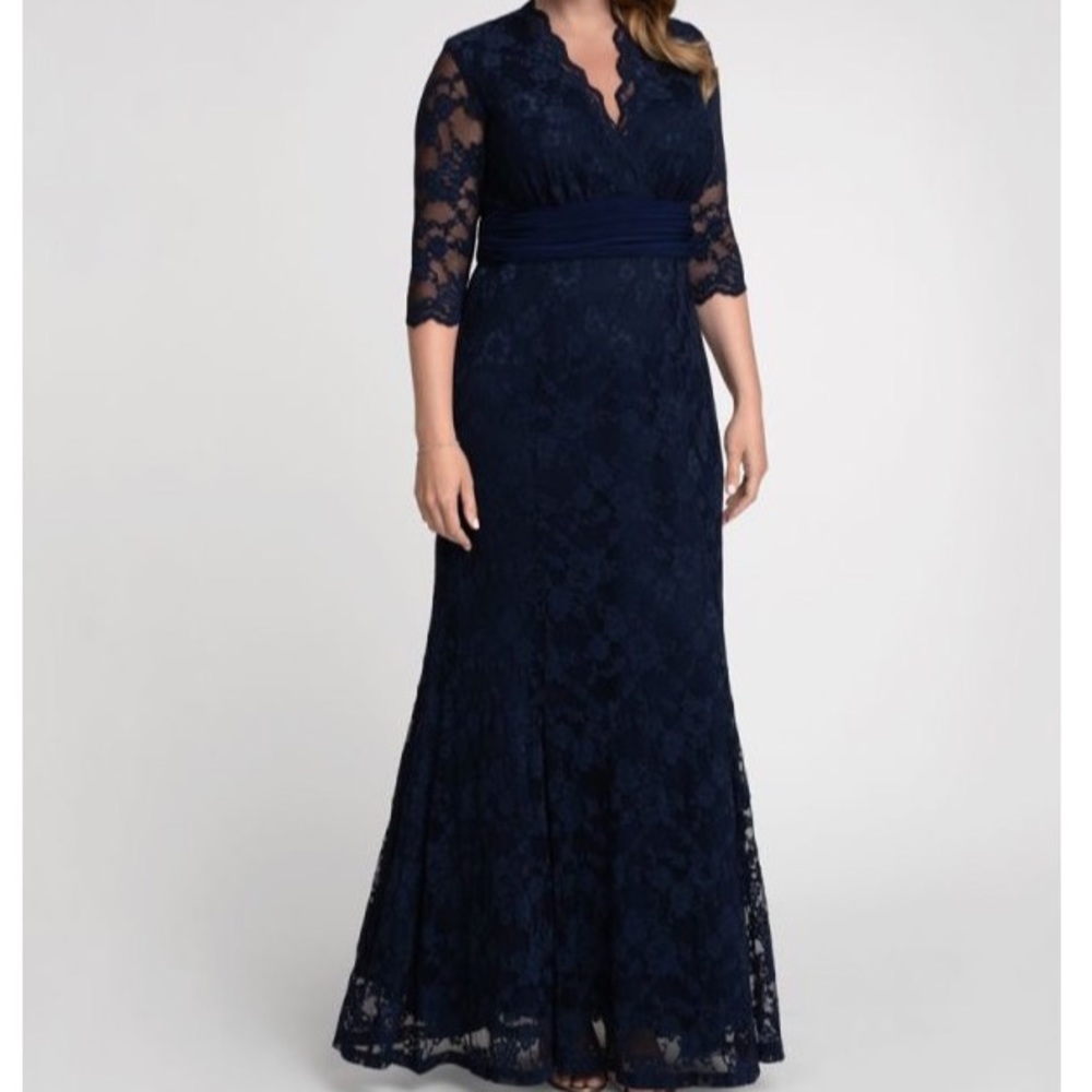 Kiyonna Blue Screen Siren Lace Gown 2X
